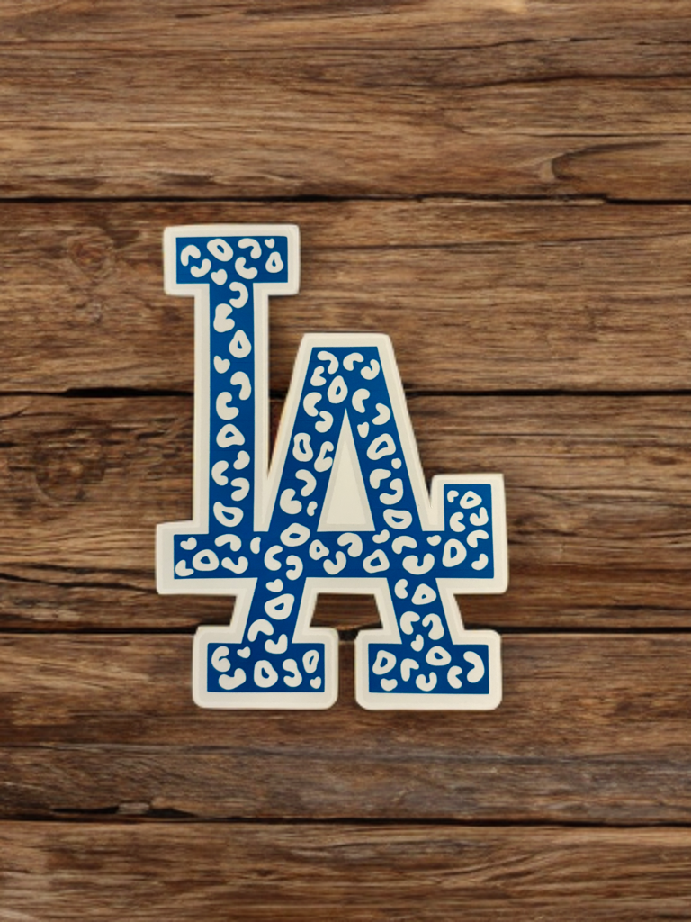 Blue Leopard Print LA Logo Sticker