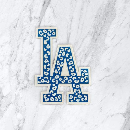 Blue Leopard Print LA Logo Sticker