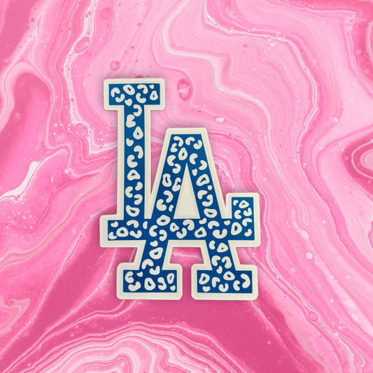 Blue Leopard Print LA Logo Sticker